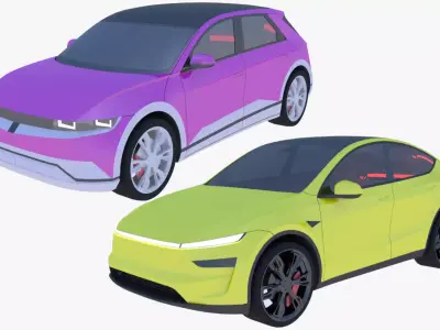 Tesla Juniper and Hyundai Ioniq 3D Model Pack