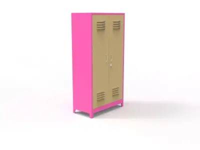 METAL CABINET-DOUBLE LONG-PINK AND CREAM Low-poly 3D model