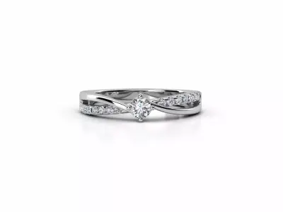 ZDR073 diamond engagement ring gold 3D print model
