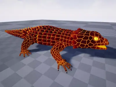 Fire Armadillo lizard  Low-poly 3D model