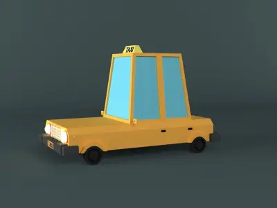 lowpoly taxi car Low-poly 3D model