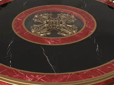 Classic Round Dinning Table and Chairs Low-poly 3D model