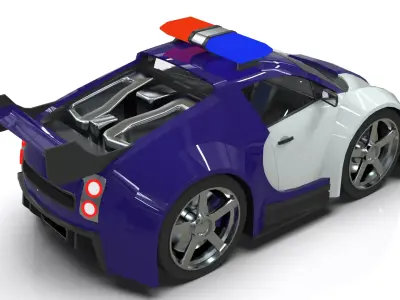 Police Supercar Stylized Low Poly Bugatti Inspired 3D model