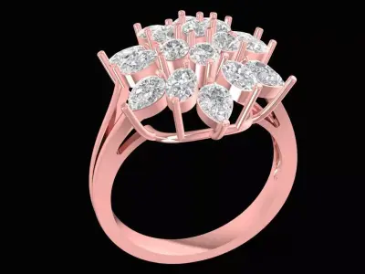 Luxury Cluster Flower Diamond Ring for Women 2433 3D print model