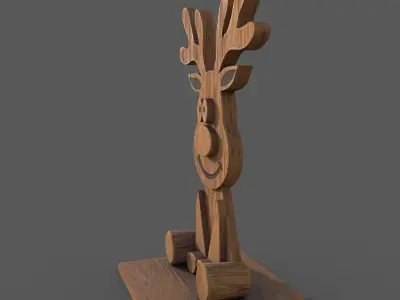 Christmas decor Wooden deer Low-poly 3D model