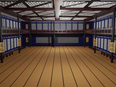 Japanese Dojo Low-poly 3D model