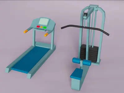 Gym Equipment Set Low-poly 3D model