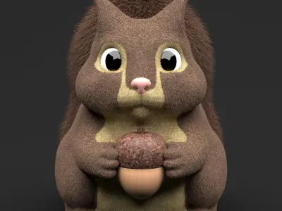 Toy Squirrel with Acorn 3D model