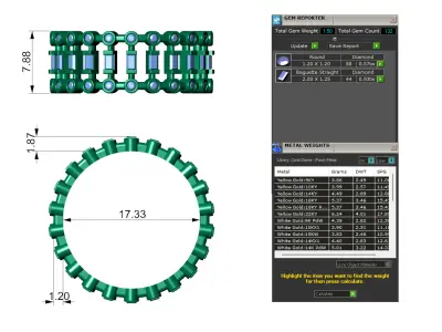  Round and Baguette Diamond Eternity Band 3D print model