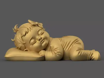 Cute Baby Doll Figurine STL for 3D Printing 3D print model