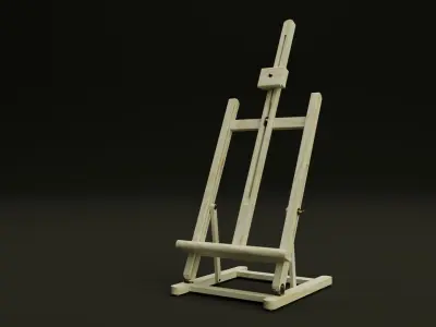 Small realistic wooden easel with brass details 3D model