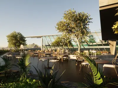 Revit 100 Person Restaurant and Cafe 3D model