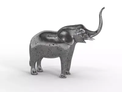 Metal Elephant Figurine Low-poly 3D model