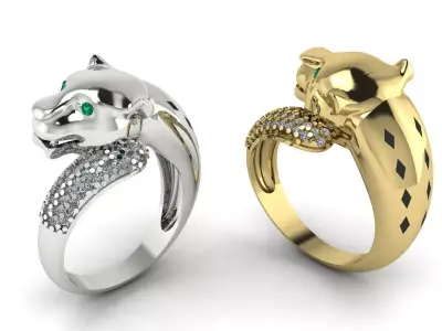 Jewelry Panthere Set ring earring 3D print model