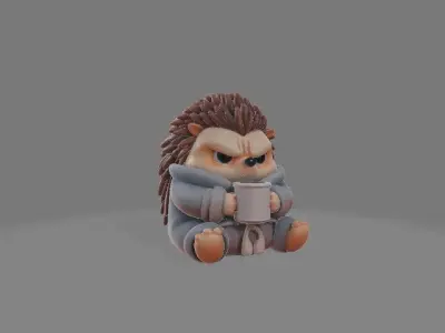 Angry Hedgehog in Pajamas Mini Grumpy Morning Statue 3D print model