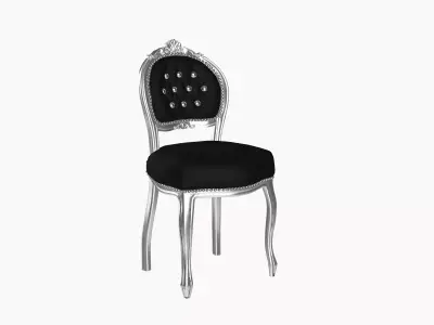 Luxury Baroque Dining Chair  Silver Frame with Black Upholstery 3D model