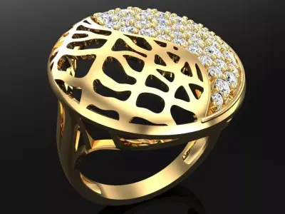  Mesh flower ring - Italian rings - Womens Rings - N6336 3D print model
