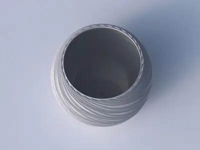 Bowl spheric with wavy extruded lines 3D print model