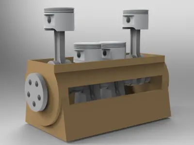 4 cylinder engine 3D model