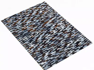 Restoration Hardware Denim Cowhide Patchwork Rug 3D model