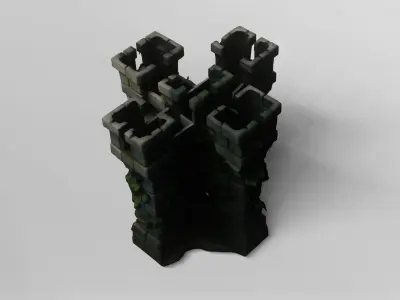 Medieval Stone Castle Wall with Ivy 3D model