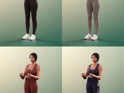 Micaela 11406 - 4 Texturevariations - Black Woman Sporty Outfit 3D model