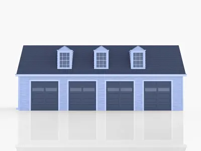 American Four Car Garage 3D model