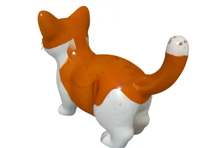 Cute Stylized Cat Figurine Low-poly 3D model