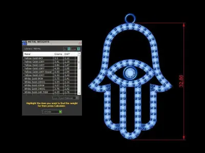 hamsa pendant 3D print model