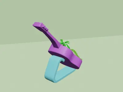 Cartoon Guitar Vase - Artificial Plant Pot - STL Printable 3D print model