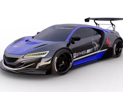 Acura NSX GT3 white body kit Low-poly 3D model