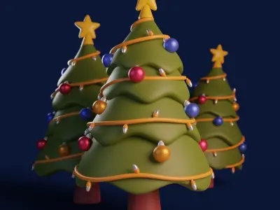 Cartoon Christmas Tree Low-poly 3D model