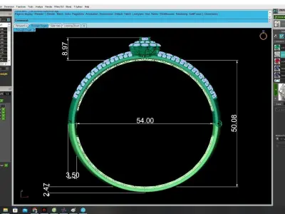 Elegant Cluster Diamond Ring for Women 3452 3D print model