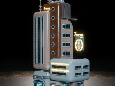 SCIFI ATOMPUNK BUILDING 04 Low-poly 3D model