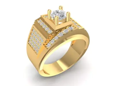 Luxury Square Diamond Men Ring 3D Model 2078 3D print model