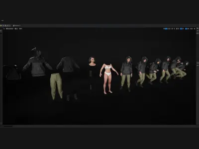 Woman - Autumn 2 - Modular - Rigged Low-poly 3D model