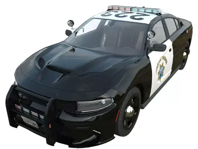 Police car Dodge Charger California highway patrol  Low-poly 3D model