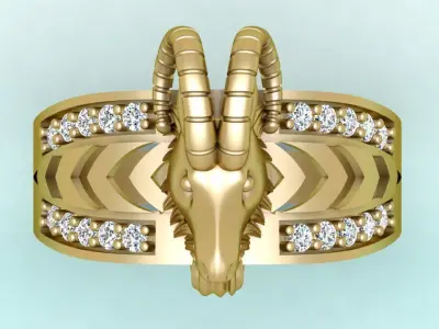 Goats head ring - Goat ring 3D print model