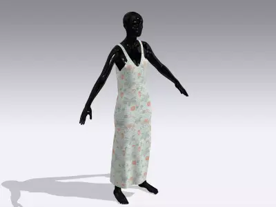 Woman Cloth Dress Low-poly 3D model 11