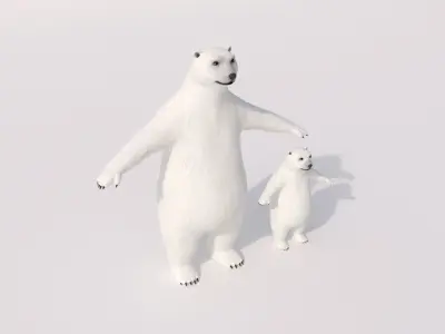 Polar Bear Family 3D model