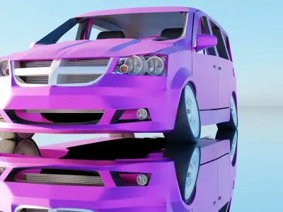 Low Poly Mini Van Low-poly 3D model