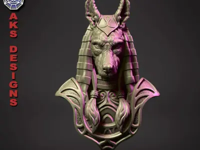 Egyptian Anubis v1 Bas relief 3D print model