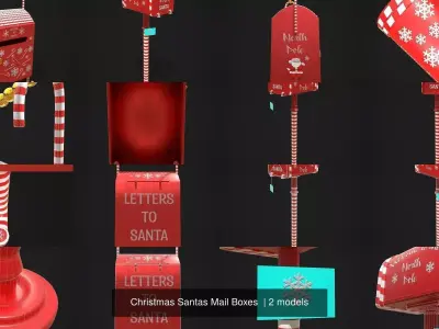 Christmas Santas Mail Boxes  3D Model Collection