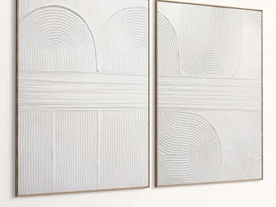 Plaster Two Photo Frame 458 Low-poly 3D model