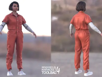Mens and Womens Prison Uniform 1 3D Model Collection