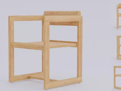 Wooden scandinavian dining chairs Low-poly 3D model