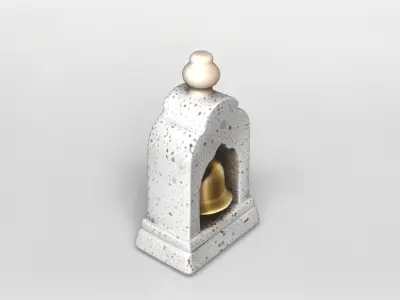 Decorative Brass Bell with Stone Arch Frame 3D Model 3D model