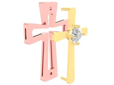 Luxury Two Tone Diamond Cross Pendant  2844 3D print model
