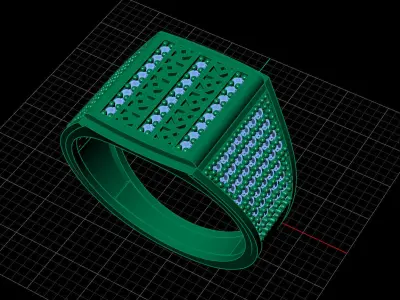 Print Ready STL 3DM  Gents Rings Diamond Men Ring  3D print model 77