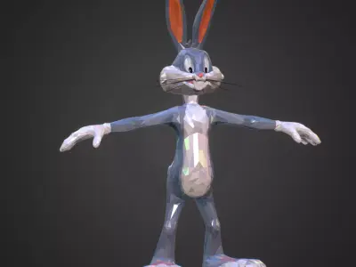 Low Polygon Art Bugs Bunny spring easter rabbit Low-poly 3D model